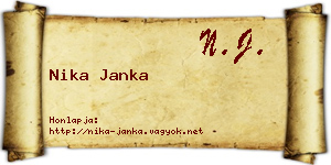 Nika Janka névjegykártya